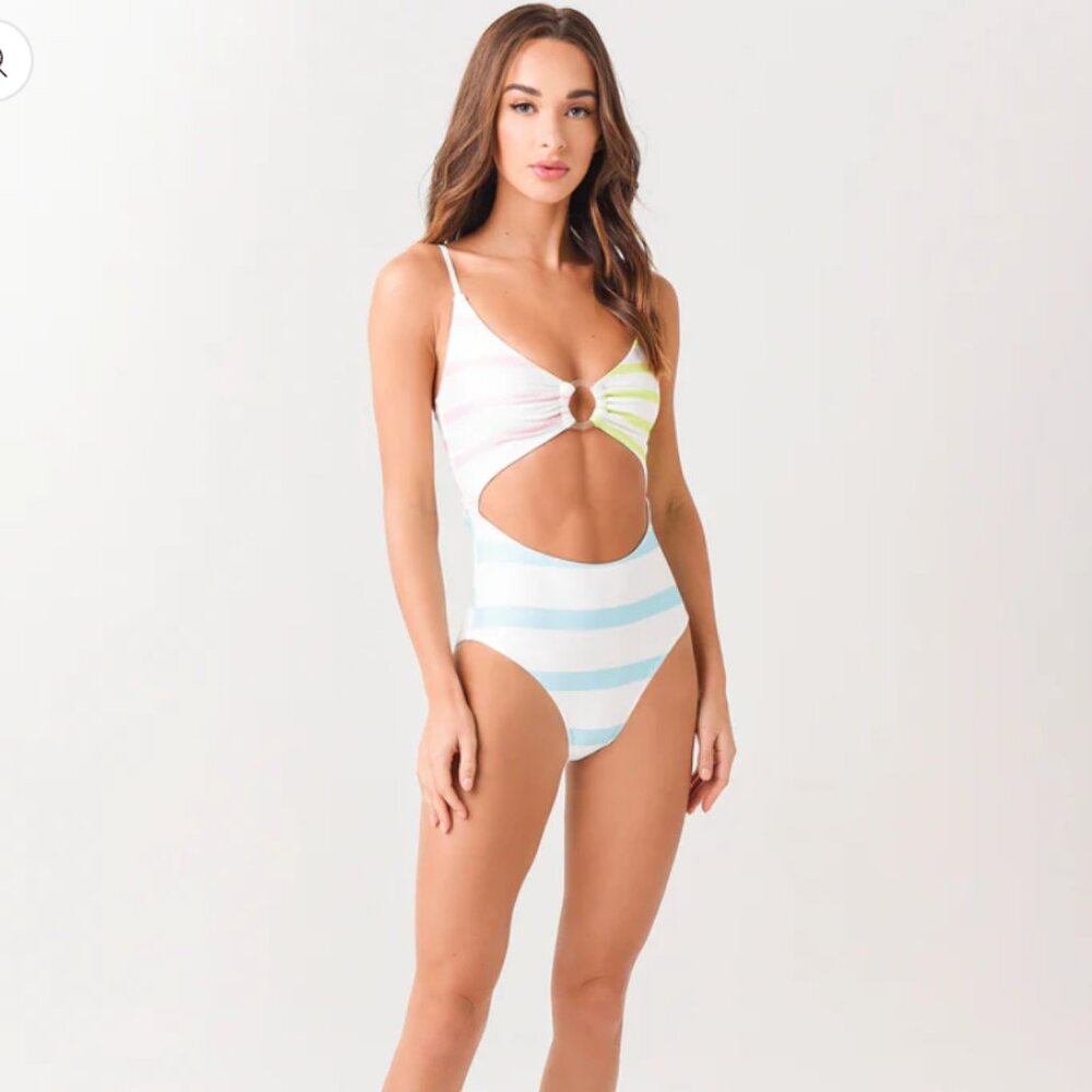 NWT ANTHROPOLOGIE SOLID & STRIPED "The Esme One-Piece" HTF Sold out! - Picture 5 of 16